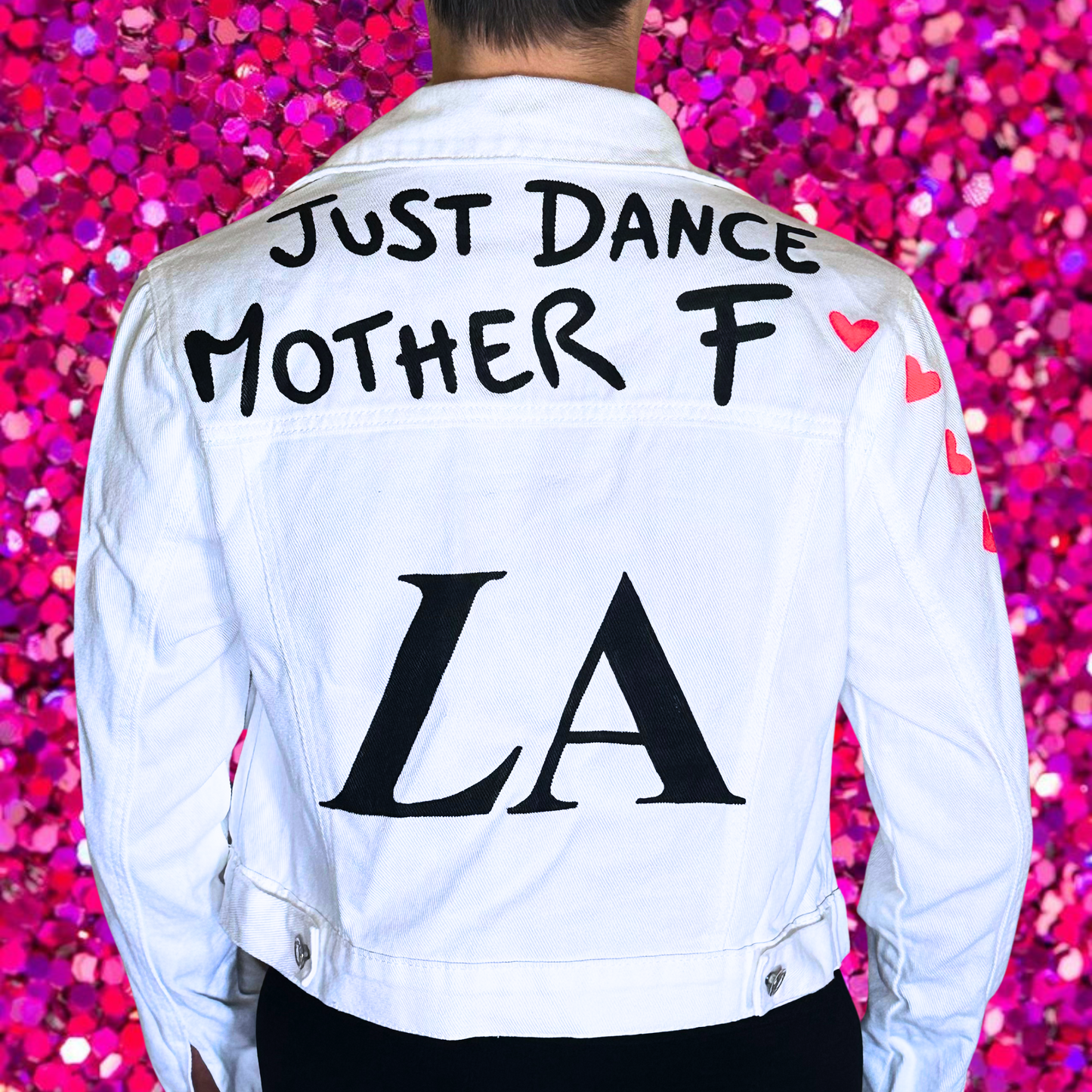 LA Just Dance Mother F💖💖💖💖💖 - White Denim Jacket