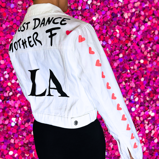 LA Just Dance Mother F💖💖💖💖💖 - White Denim Jacket